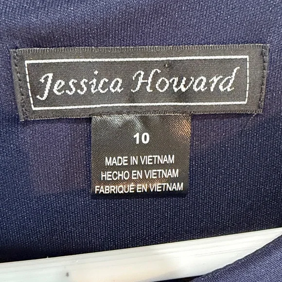 Classy Jessica Howard Midnight Blue Dress 3/4 sleeves - Picture 2 of 5
